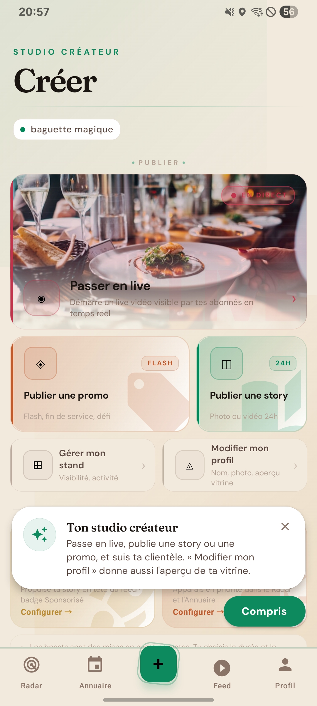 Studio créateur FoodRadar